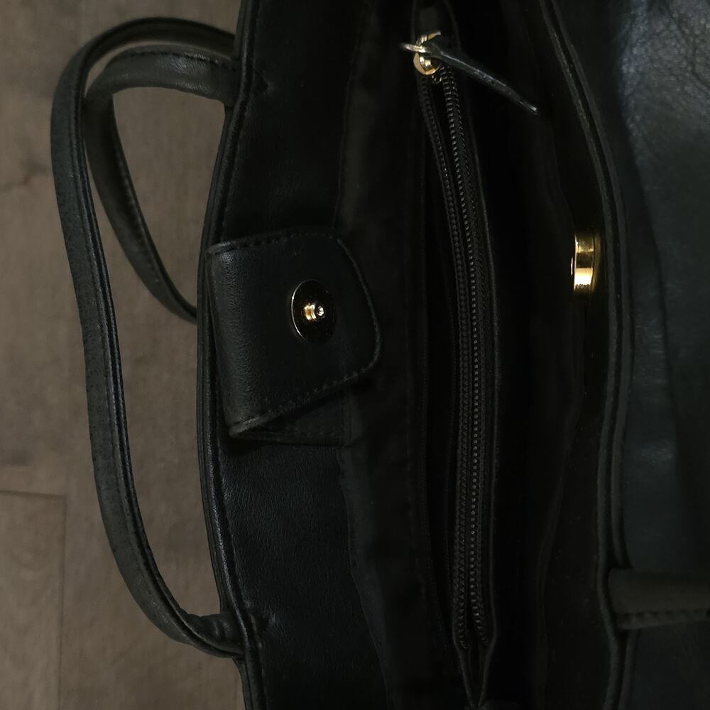 Vintage 90s Y2K TOMMY HILFIGER Leather Satchel Handbag Shoulder Bag BLACK - Picture 4 of 10